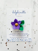 Load image into Gallery viewer, Purple Sweet Violet Hair Clip l February Birth Month Flower