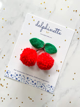 Load image into Gallery viewer, Cherry Pom Pom Hair Clip