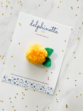 Load image into Gallery viewer, Yellow Pom Pom Flower Hair Clip