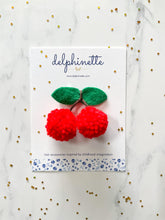 Load image into Gallery viewer, Cherry Pom Pom Hair Clip