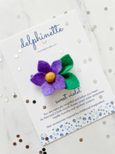 Load image into Gallery viewer, Purple Sweet Violet Hair Tie l February Birth Month Flower