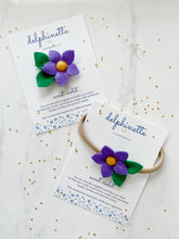 Load image into Gallery viewer, Purple Sweet Violet Headband l February Birth Month Flower
