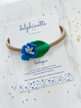 Load image into Gallery viewer, Larkspur Headband l July Birth Month Flower

