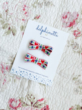 Load image into Gallery viewer, Little Red Heart and Blue Flower Bow Hair Clips
