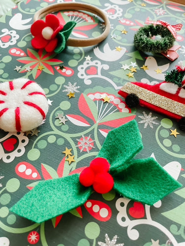 delphintte handmade felt christmas red and white peppermint hair clip, headband, hair band, hair tie