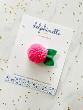 Load image into Gallery viewer, Pink Pom Pom Flower Hair Clip
