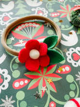 Load image into Gallery viewer, delphinette handmade felt christmas red flower with white felt ball hair accessory, hair clip, headband, hair band, hair tie
