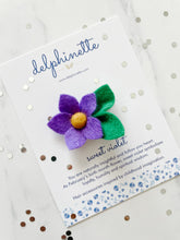 Load image into Gallery viewer, Purple Sweet Violet Hair Tie l February Birth Month Flower
